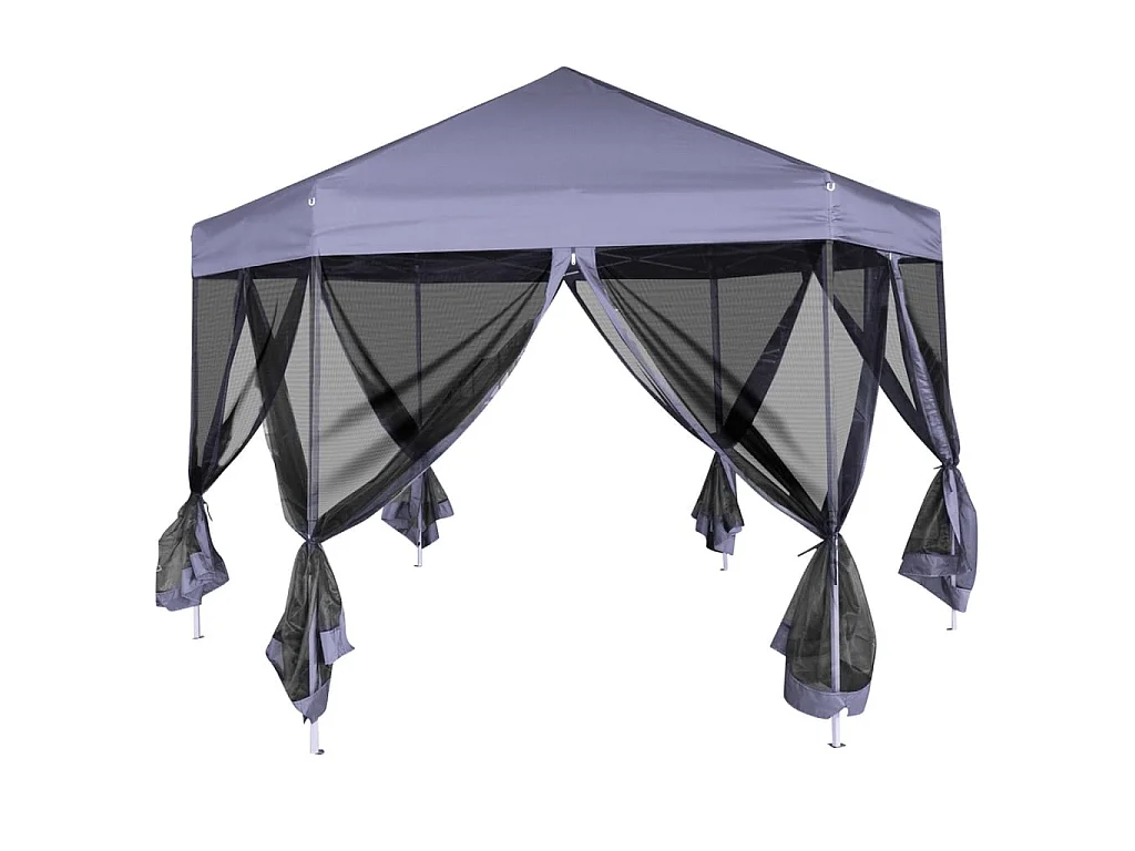 Carpa desplegable hexagonal 6 paredes blanco crema 3,6x3,1m ES592110