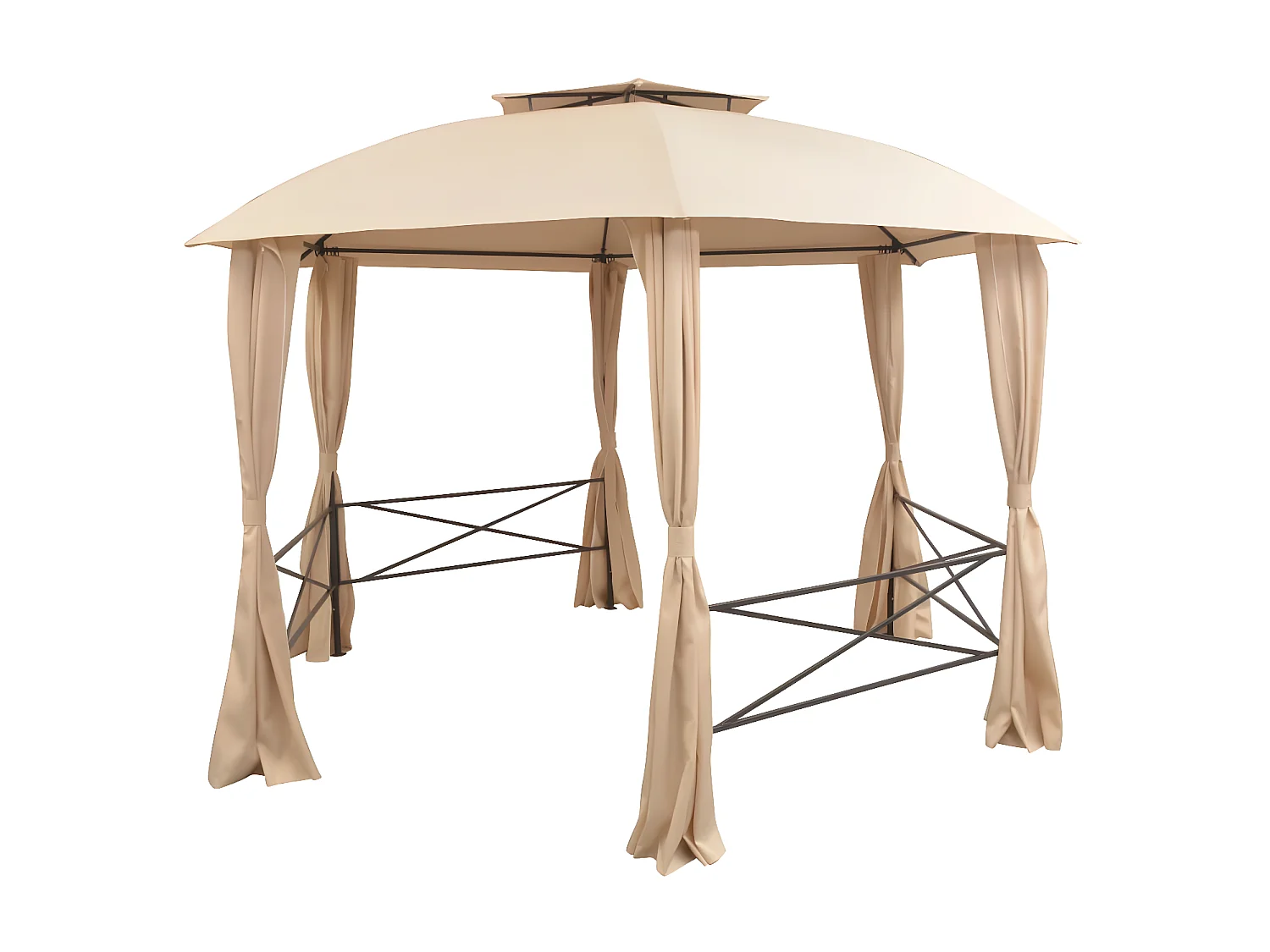 Tonnelle de jardin avec rideaux Hexagonal 360 x 265 cm WVGQ9950