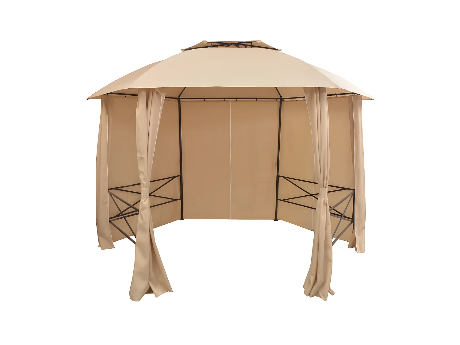 Tonnelle de jardin avec rideaux Hexagonal 360 x 265 cm WVGQ9950