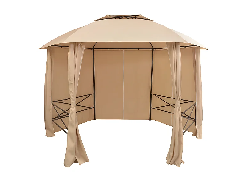 Carpa de jardín con cortinas hexagonal 360x265 cm ES685508