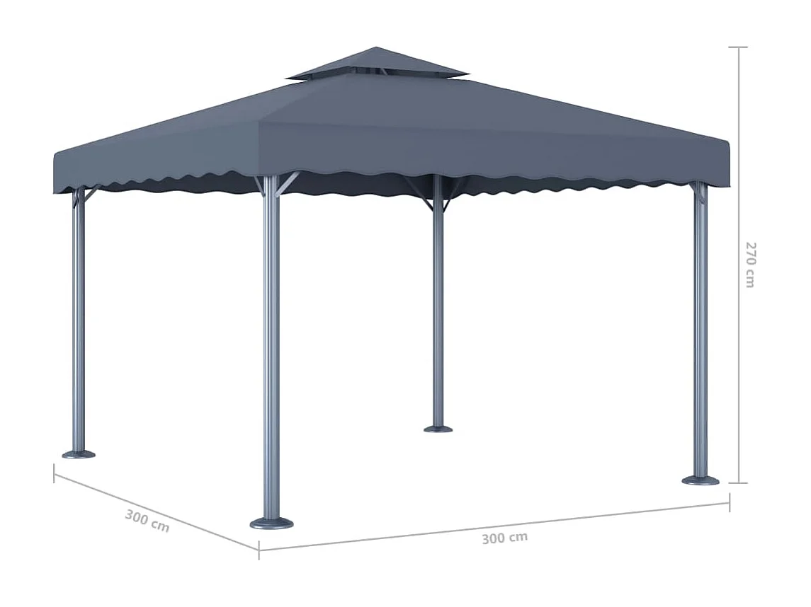 Prieel 300x300 cm aluminium antraciet NL267343