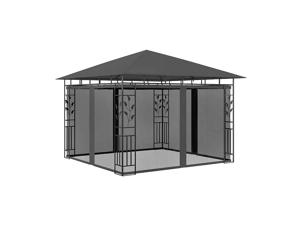 Tonnelle avec moustiquaire 3x3x2,73 m Anthracite 180 g/m² WVGQ9417