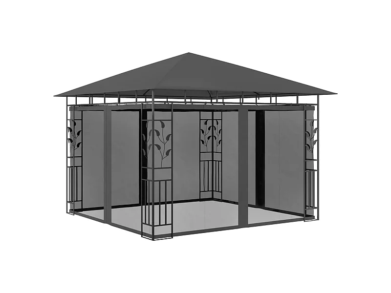 Tonnelle avec moustiquaire 3x3x2,73 m Anthracite 180 g/m² WVGQ9417