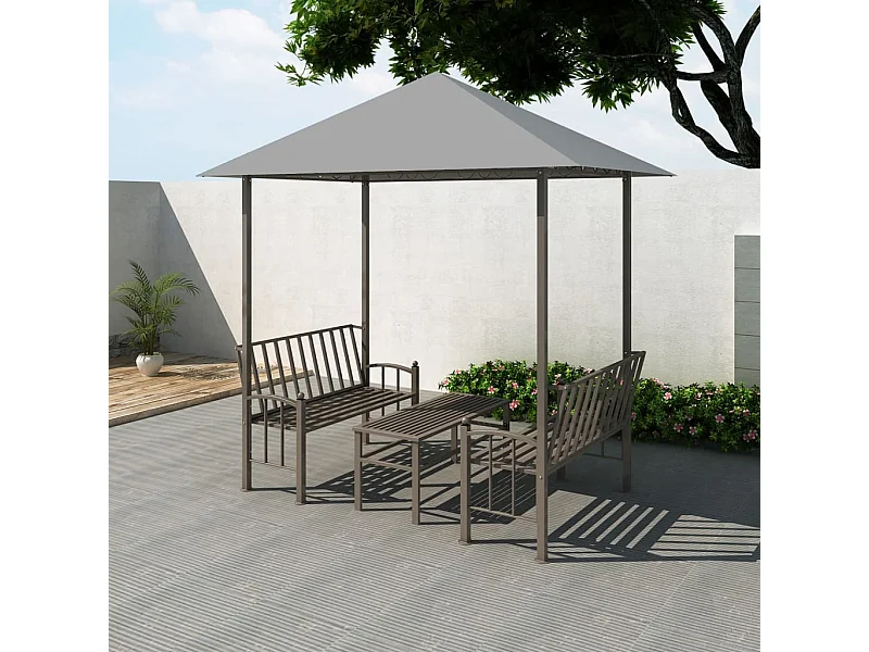 Tuinpaviljoen met tafel en bankjes 2,5x1,5x2,4 m antraciet NL673098