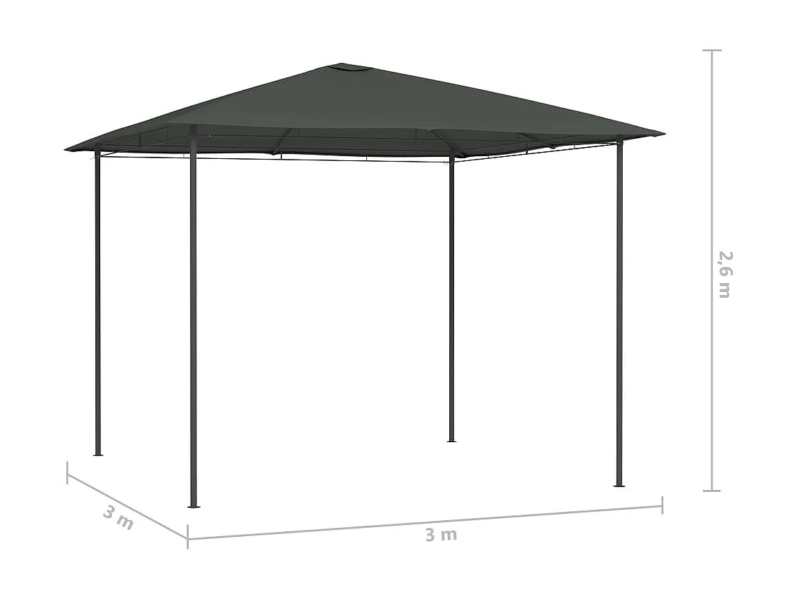 Cenador gris antracita 3x3x2,6 m 160 g/m² ES214472