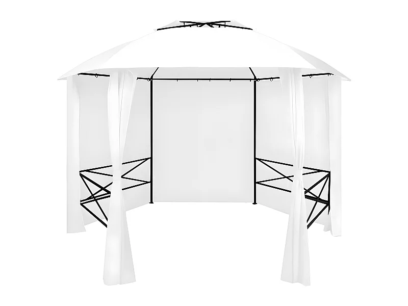 Tonnelle de jardin avec rideaux 360x312x265 cm Blanc 180 g/m² WVGQ7422
