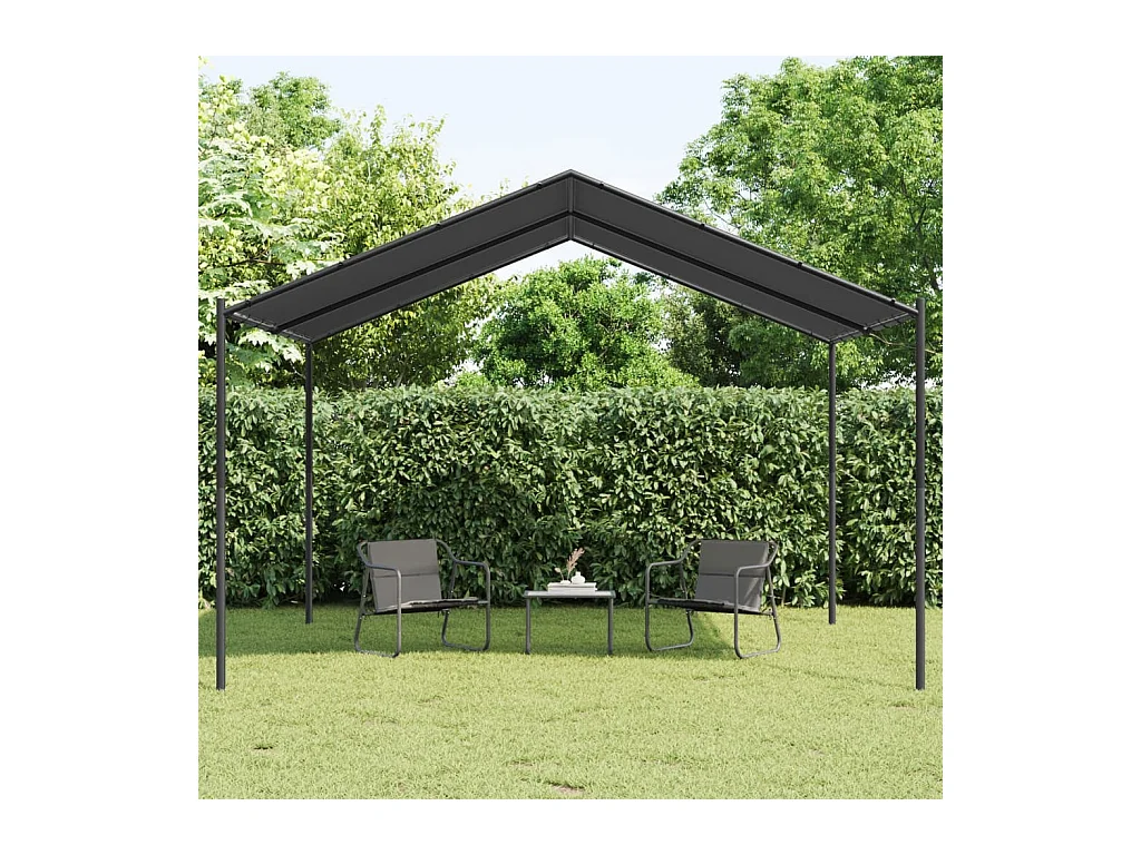 Tente à auvent anthracite 4x3 m acier et tissu WVGQ7179