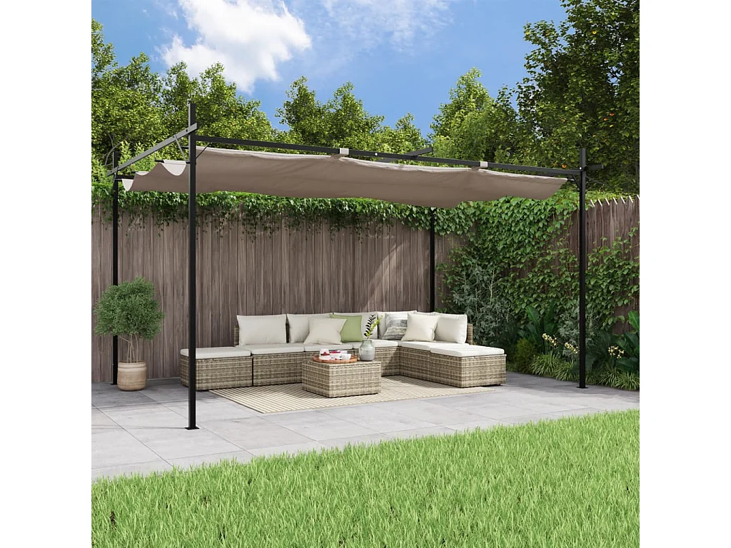 Pergola avec toit rétractable taupe 395x292x230 cm WVGQ2273