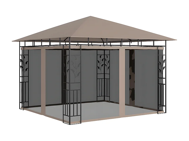 Prieel met klamboe 3x3x2,73 m 180 g/m² taupe NL792106