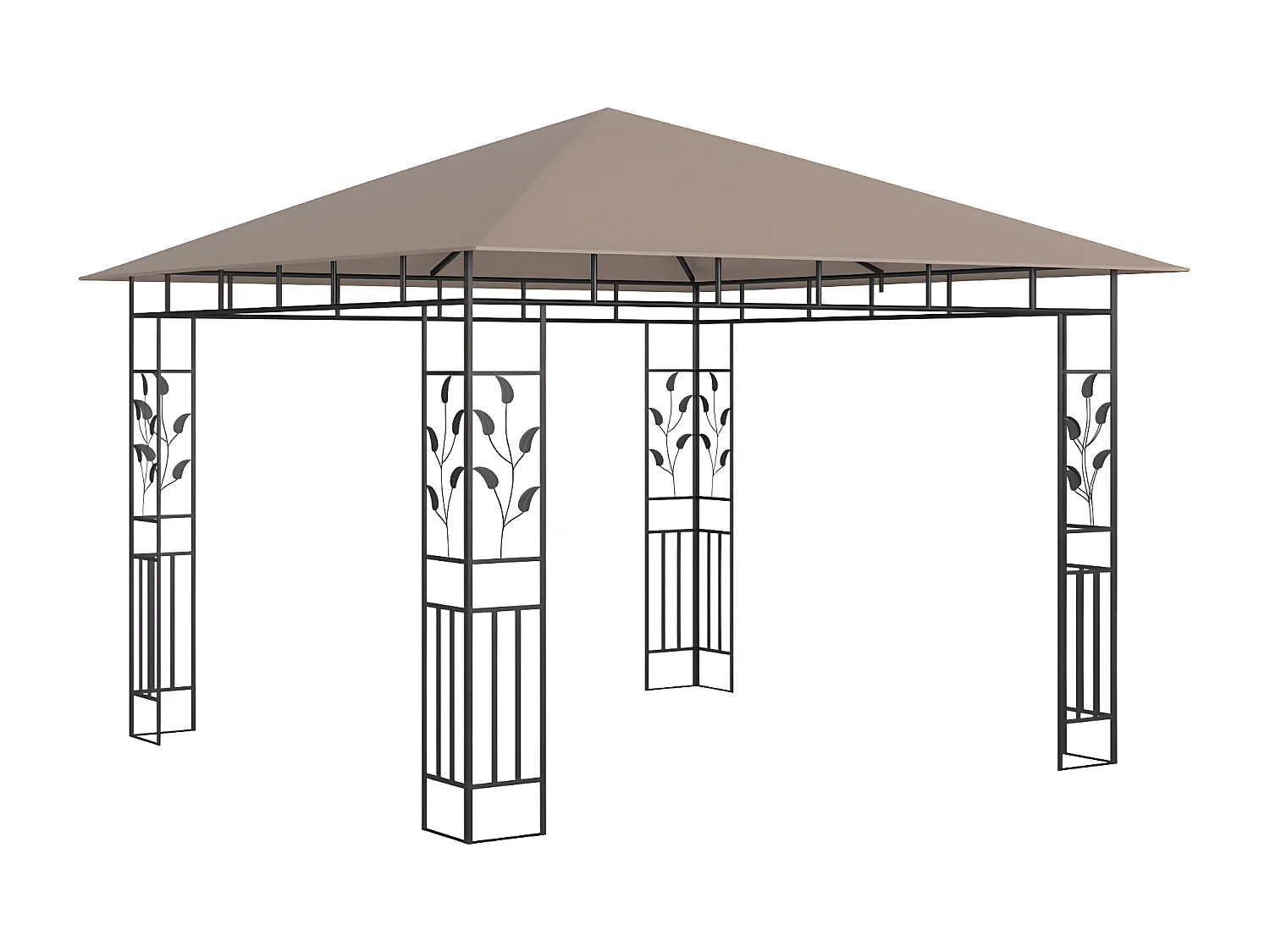 Gazebo - Tenda de recepção c/ rede mosquiteira 3x3x2,73m 180 g/m² cinza-acastanhado PT627321