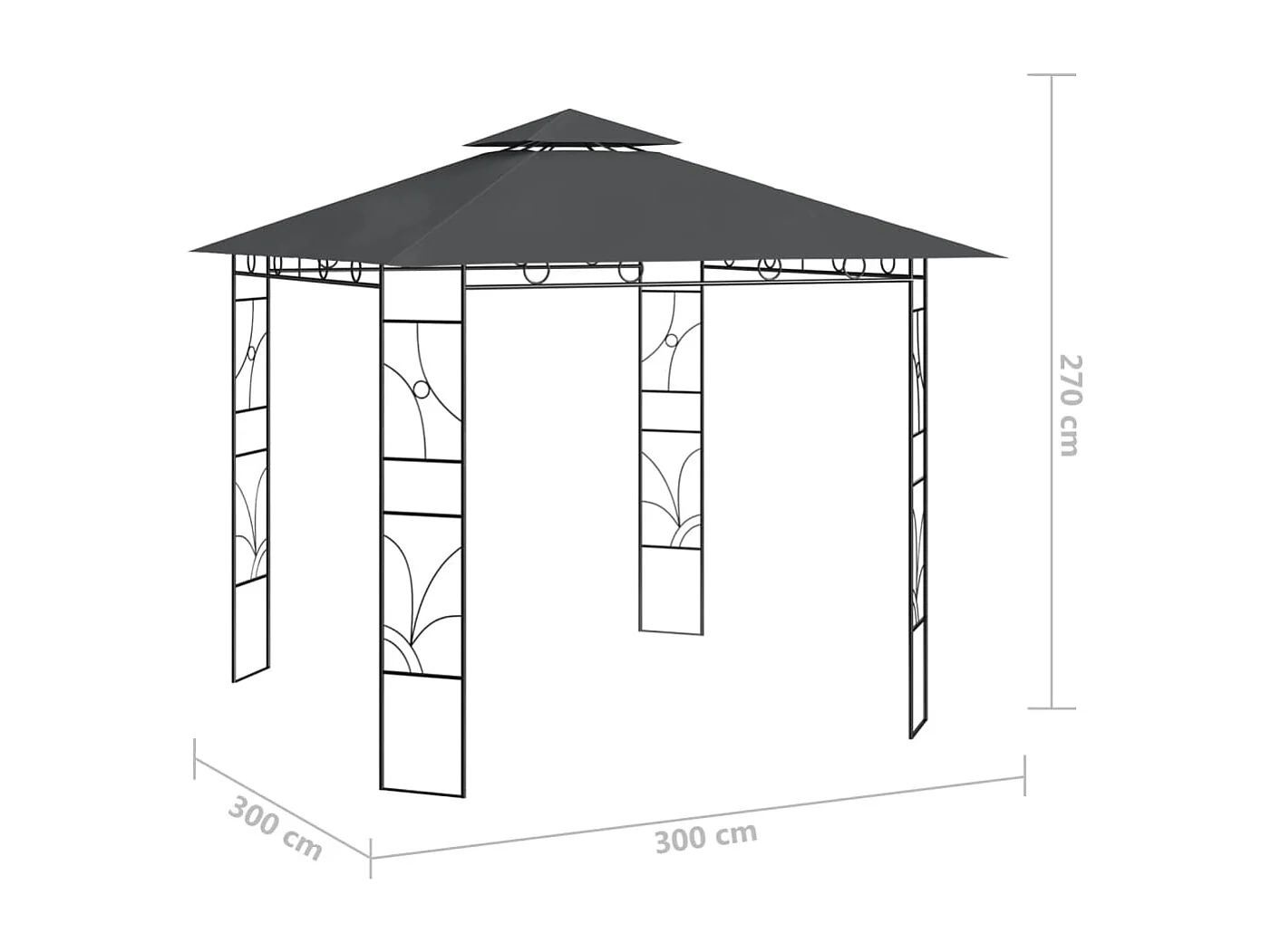 Gazebo - Tenda de recepção 3x3x2,7 m 160 g/m² antracite PT134742