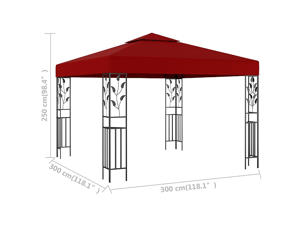 Gazebo - Tenda de recepção 3x3 m vermelho tinto PT316783