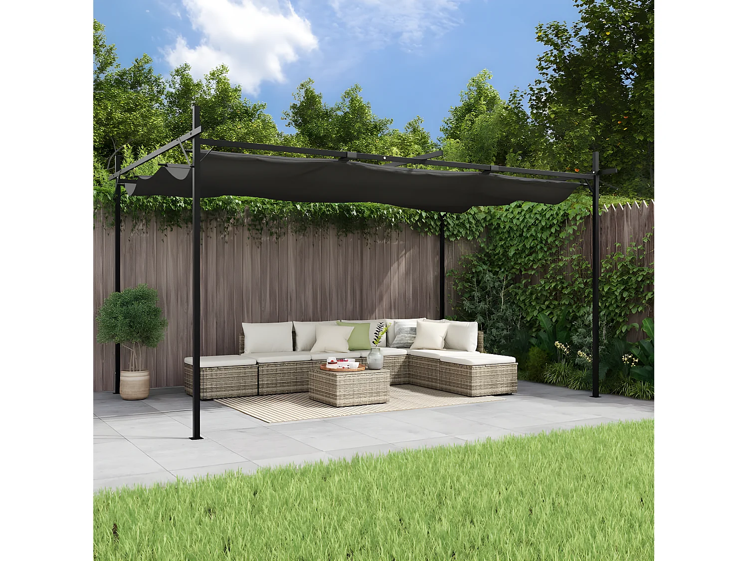 Pergola avec toit rétractable anthracite 395x292x230 cm WVGQ5380