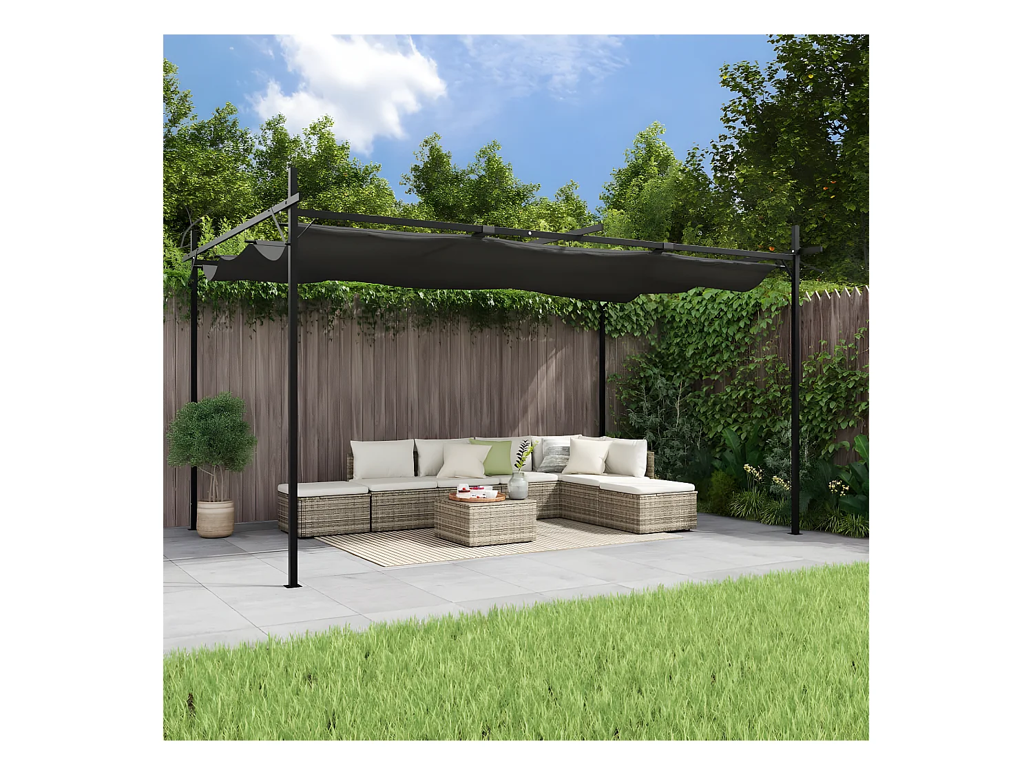 Pergola avec toit rétractable anthracite 395x292x230 cm WVGQ5380