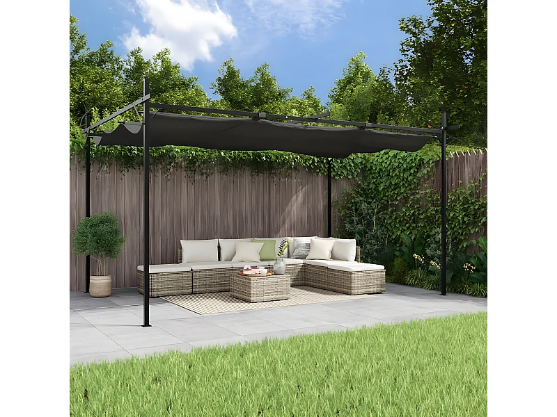 Pergola avec toit rétractable anthracite 395x292x230 cm WVGQ5380