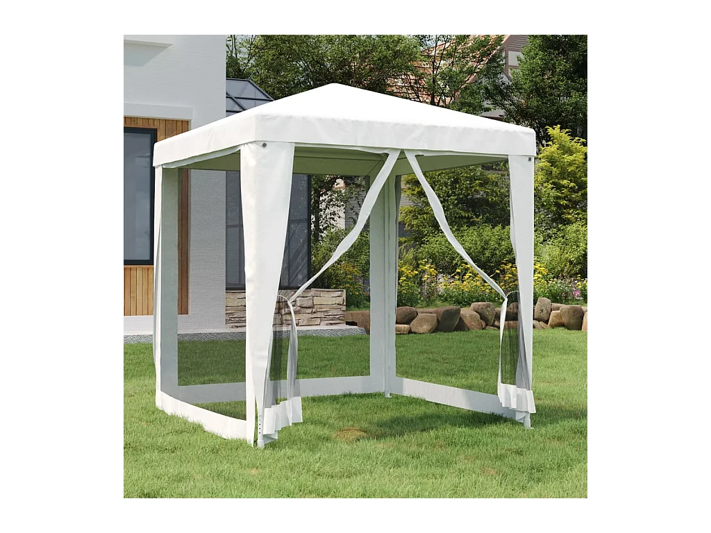 Tente de réception avec 4 parois latérales en maille 2x2m Blanc WVGQ1575
