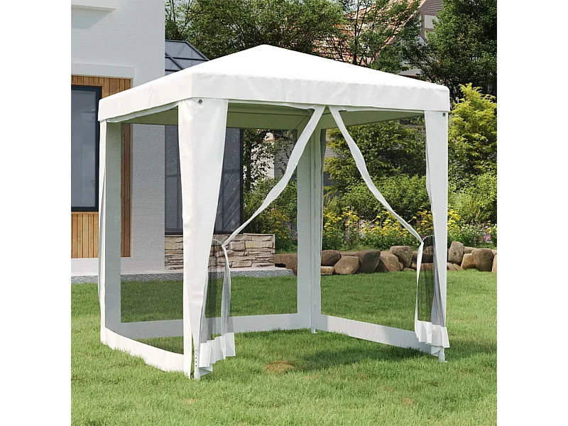 Tente de réception avec 4 parois latérales en maille 2x2m Blanc WVGQ1575
