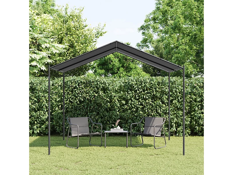 Tuinpaviljoen 3x3 m staal en stof antracietkleurig NL744311