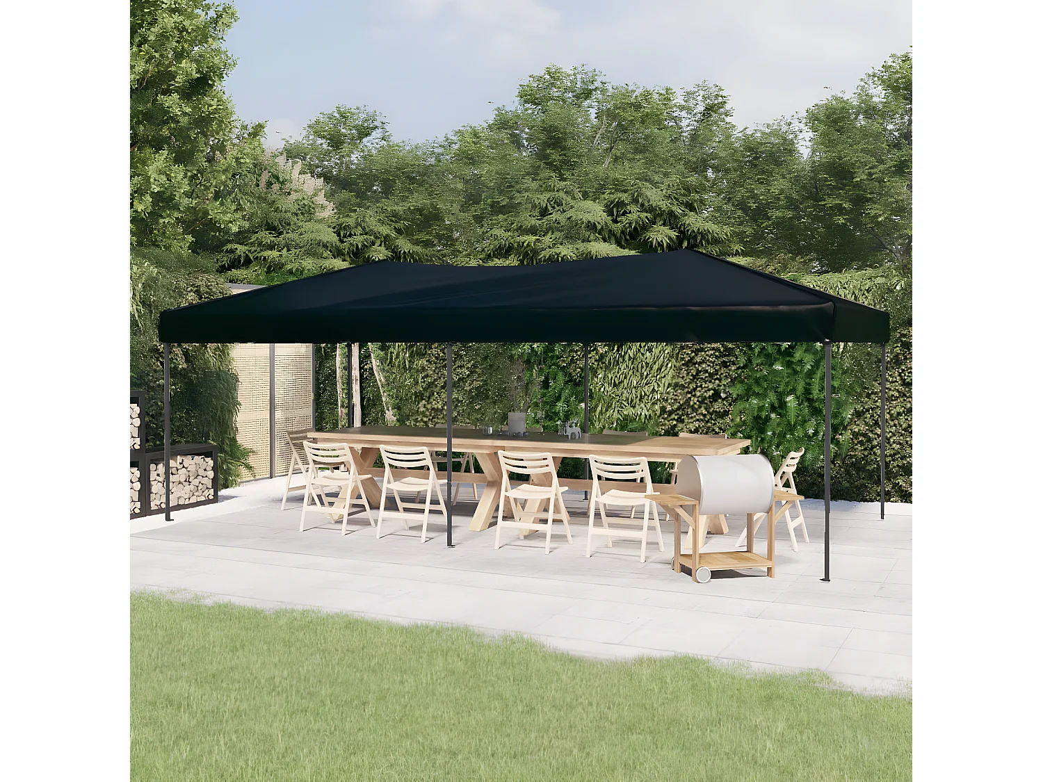 Tenda para festas dobrável 3x6 m preto PT479234