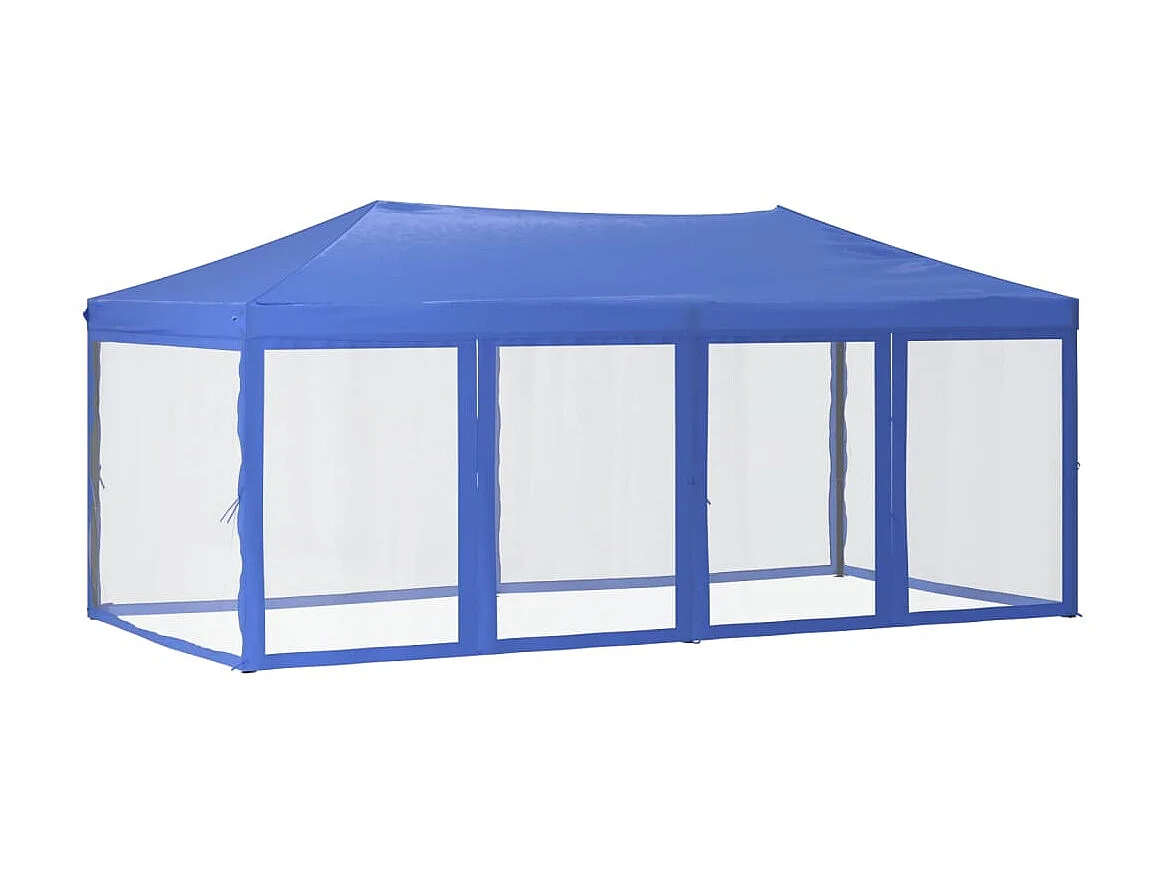 Carpa para fiestas plegable con paredes laterales azul 3x6 m ES527766