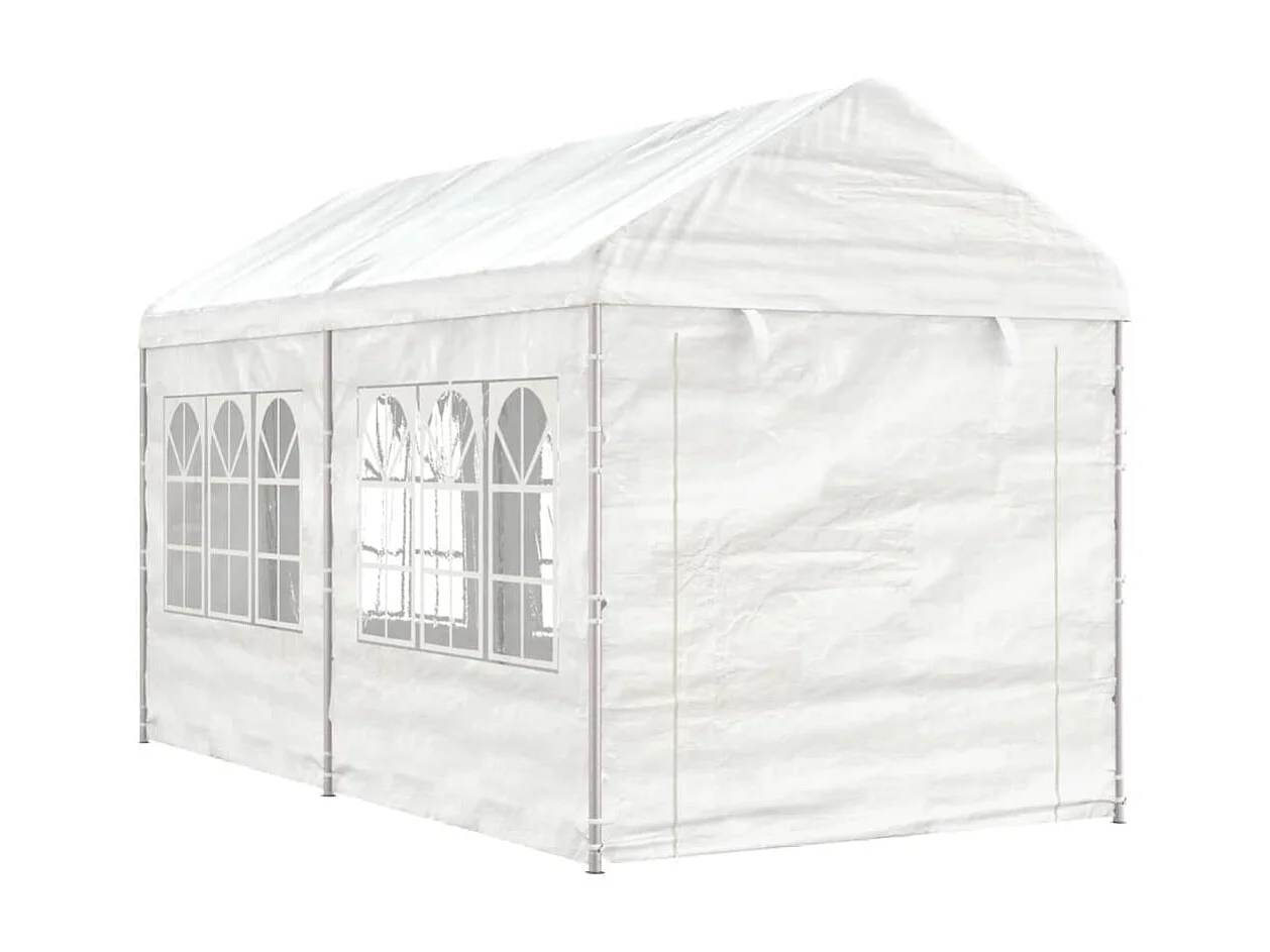 Gazebo - Tenda de recepção com telhado 4,46x2,28x2,69 m polietileno branco PT467532