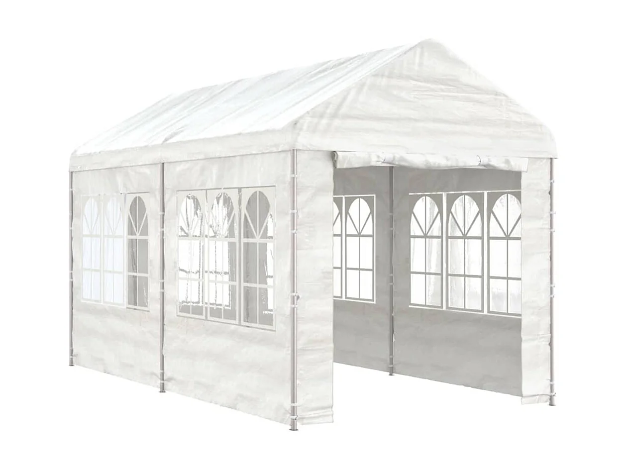 Gazebo - Tenda de recepção com telhado 4,46x2,28x2,69 m polietileno branco PT467532