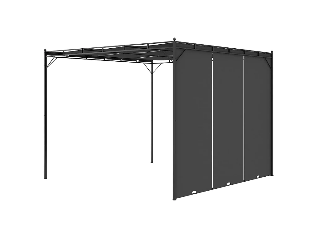 Gazebo - Tenda de recepção de jardim com cortina lateral 3x3x2,25m antracite PT562051