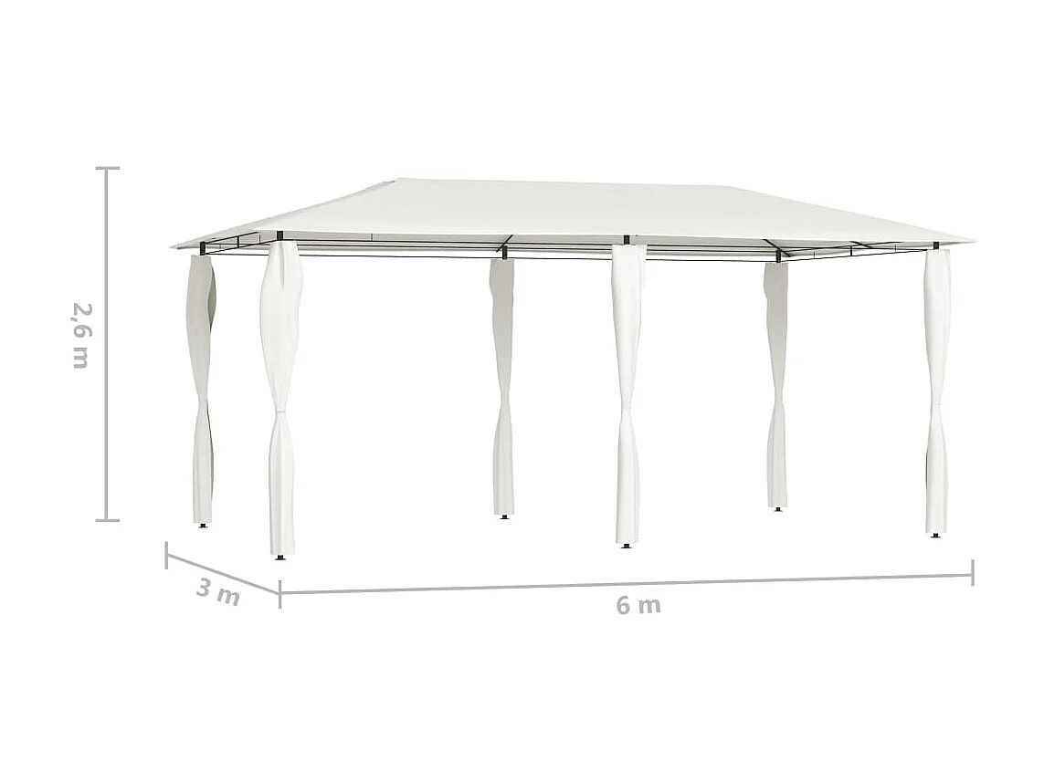 Gazebo 2,98x5,3x2,59 m com capas para postes 160 g/m² cor creme PT548678