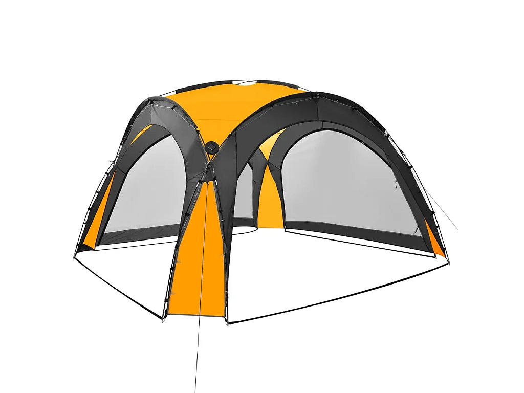 Tente de réception avec LED et 4 parois 3,6x3,6x2,3 m Jaune WVGQ6588