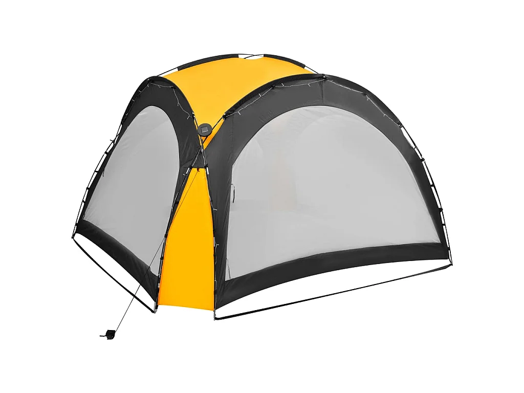 Tente de réception avec LED et 4 parois 3,6x3,6x2,3 m Jaune WVGQ6588