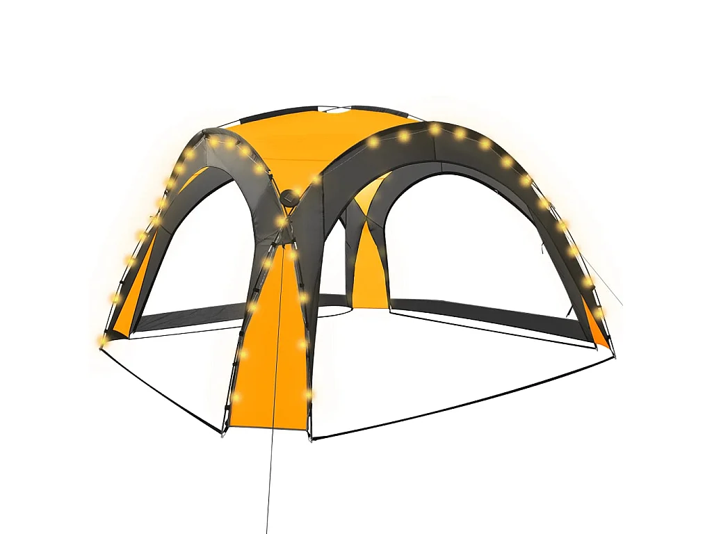Tente de réception avec LED et 4 parois 3,6x3,6x2,3 m Jaune WVGQ6588