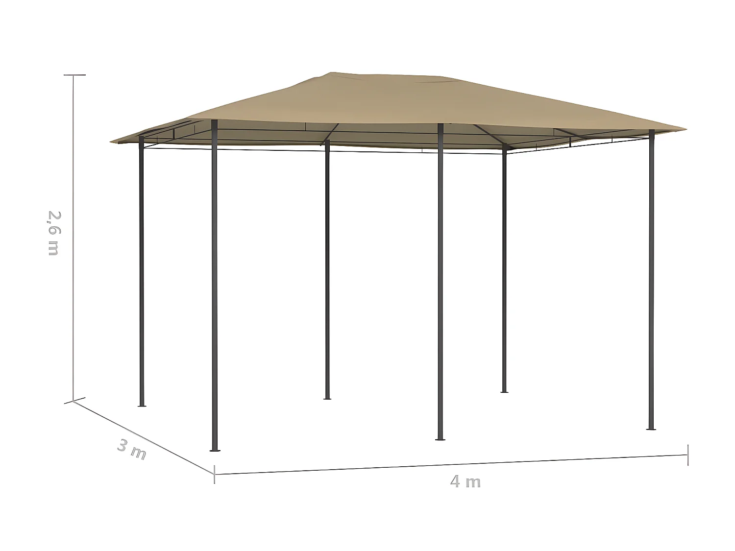 Gazebo - Tenda de recepção 3x4x2,6 m 160 g/m² cinzento-acastanhado PT192498