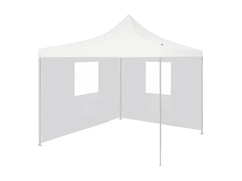 Partytent met 2 zijwanden inklapbaar 3x3 m staal wit NL271450