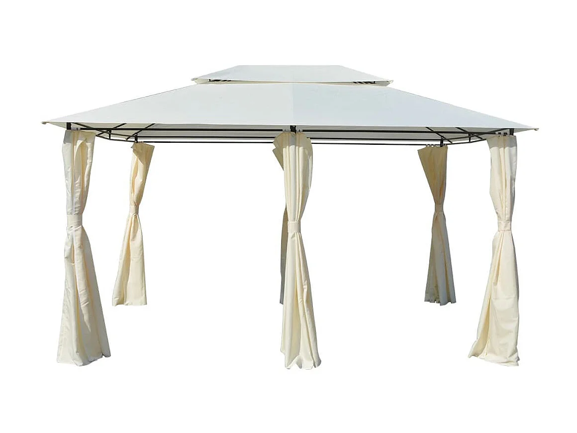 Tonnelle avec rideaux 4 x 3 m Blanc WVGQ2099