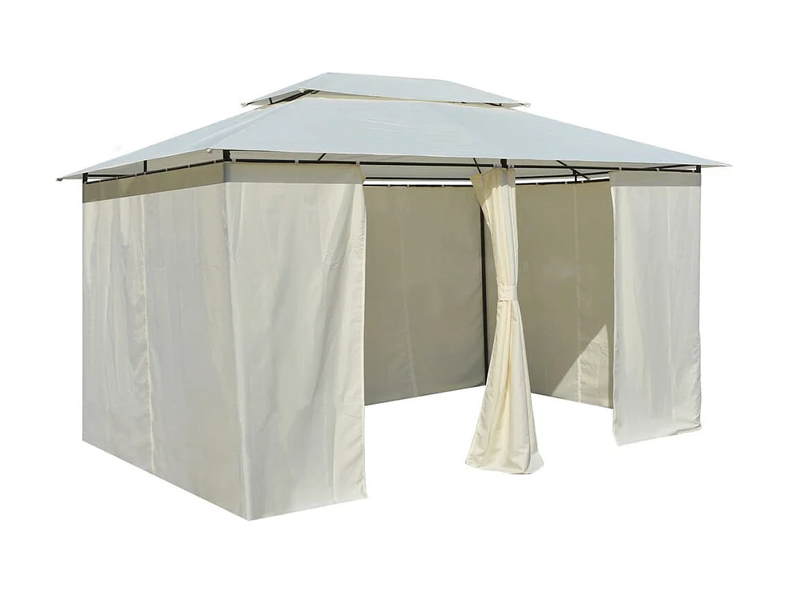 Tonnelle avec rideaux 4 x 3 m Blanc WVGQ2099