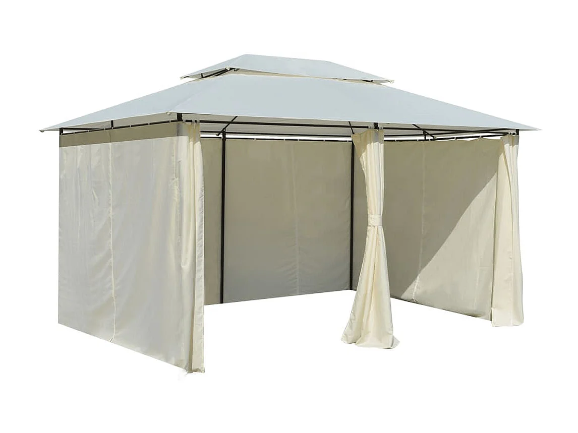 Tonnelle avec rideaux 4 x 3 m Blanc WVGQ2099