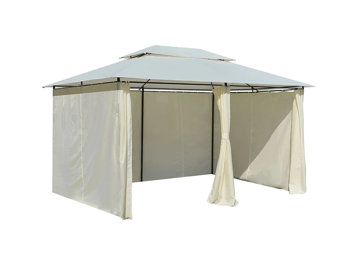 Tuinpaviljoen met gordijnen 4x3 m wit NL107431