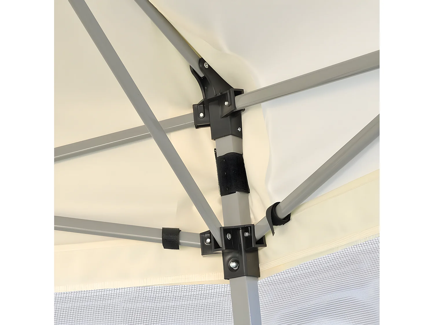 Tonnelle hexagonal et 6 parois latérales 3,6x3,1 m Blanc crème WVGQ8238