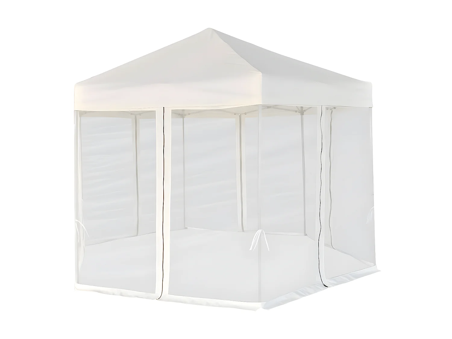 Tonnelle hexagonal et 6 parois latérales 3,6x3,1 m Blanc crème WVGQ8238