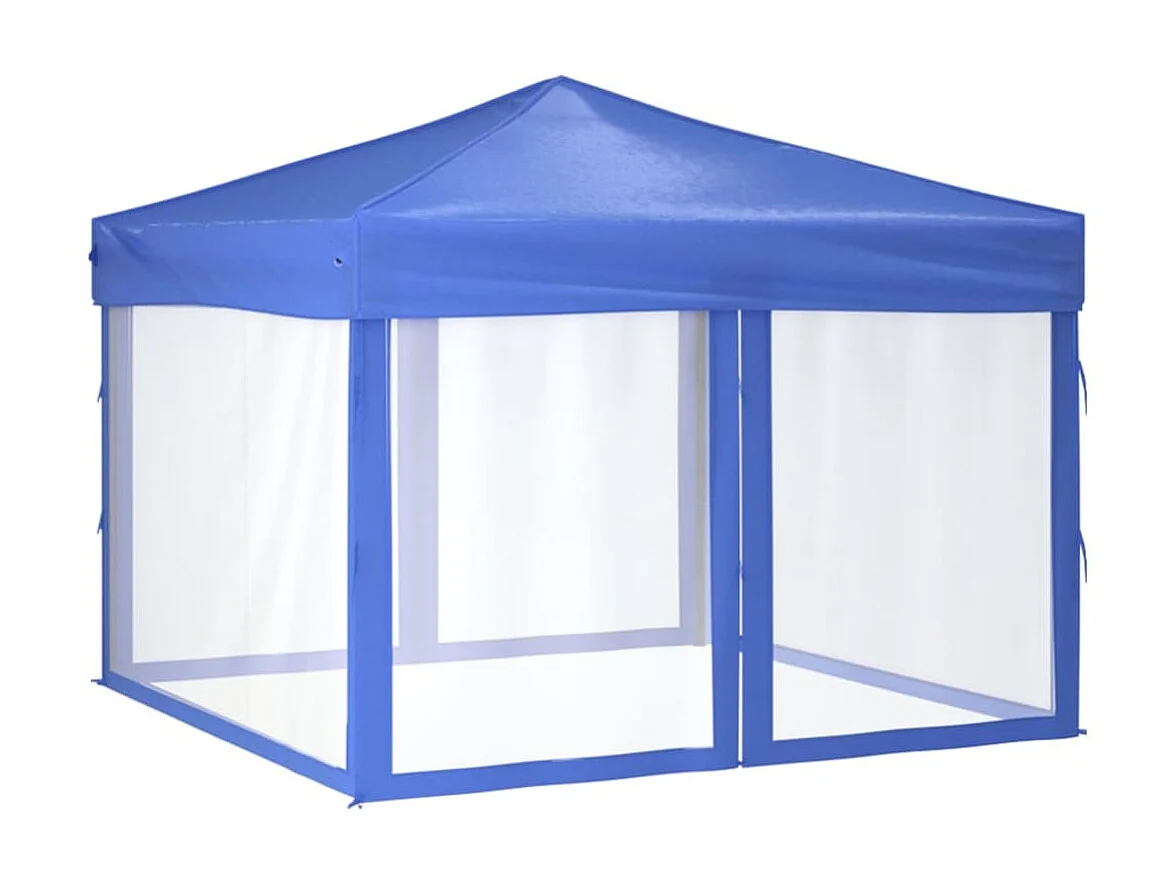Carpa para fiestas plegable con paredes laterales azul 3x3 m ES533921