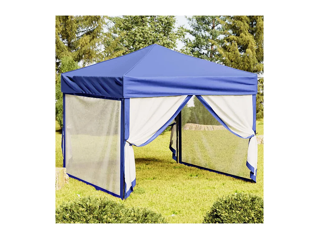 Tente de réception pliable avec parois Bleu 3x3 m WVGQ1374