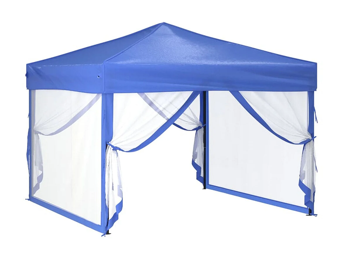 Tenda para festas dobrável com paredes laterais 3x3 m azul PT541635