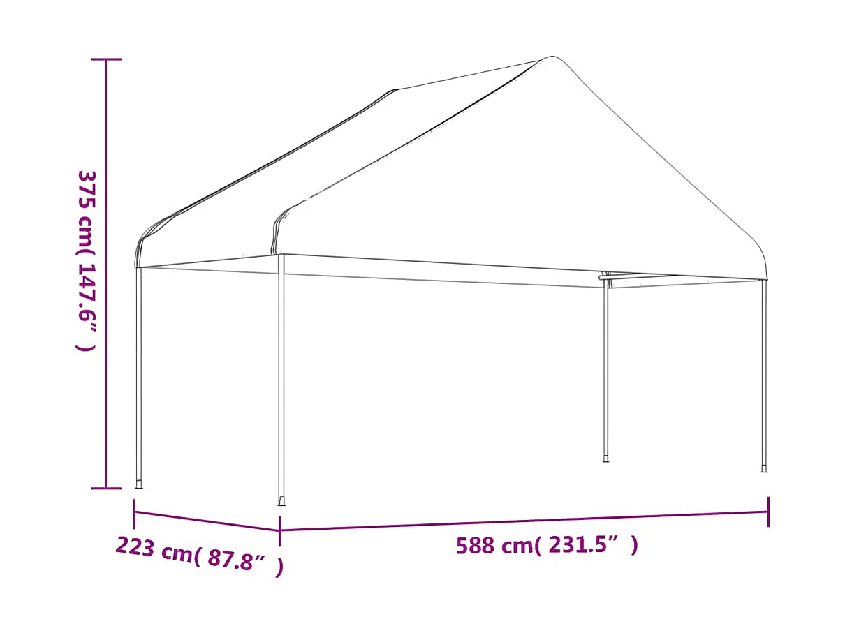 Gazebo - Tenda de recepção com telhado 5,88x2,23x3,75 m polietileno branco PT639715