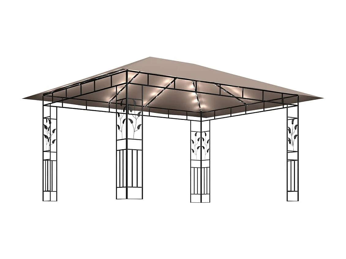 Tonnelle avec moustiquaire et lumières LED 4x3x2,73 m Taupe WVGQ9711