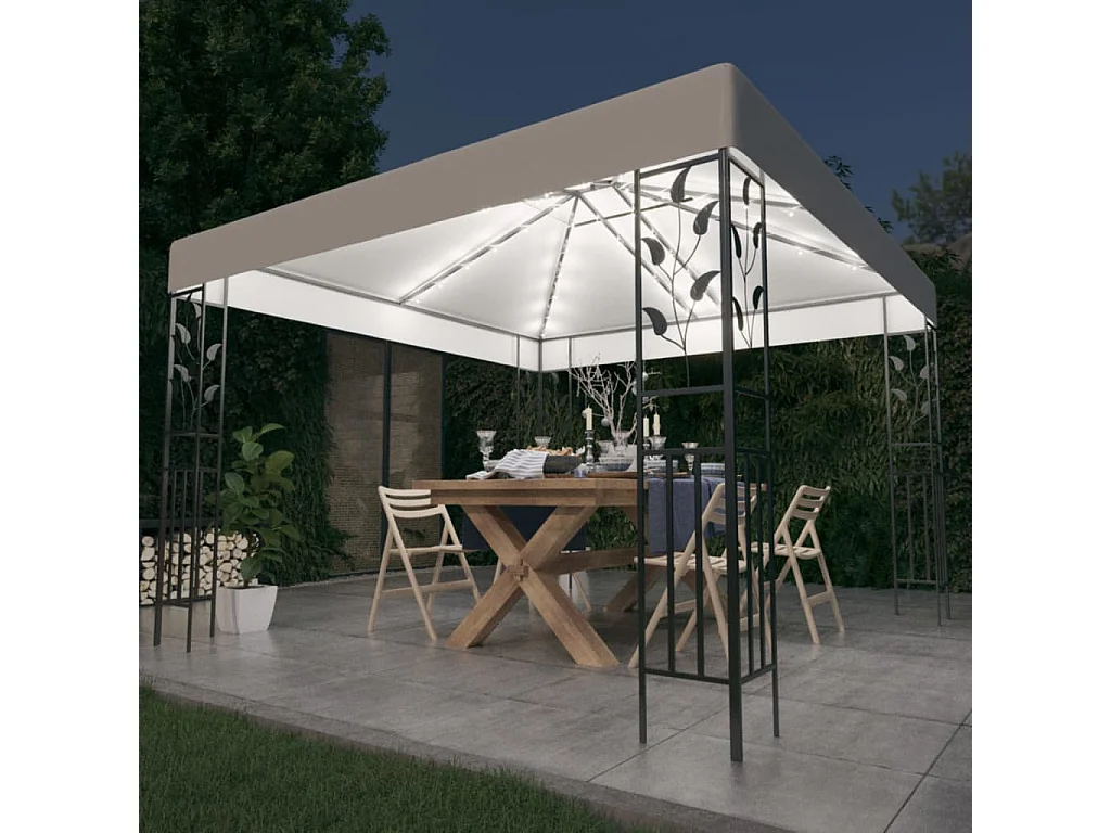 Tonnelle avec guirlande lumineuse à LED 3x3 m Blanc WVGQ2223
