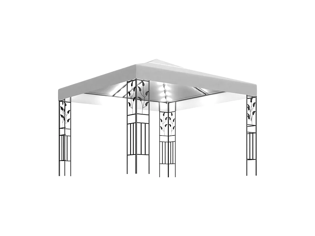 Prieel met LED-lichtslinger 3x3 m wit NL571011