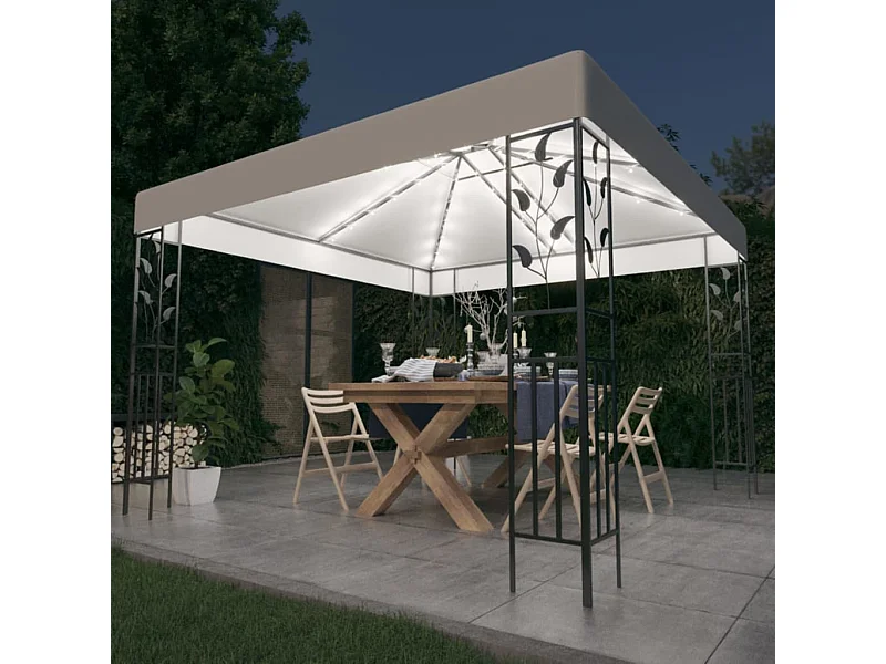 Tonnelle avec guirlande lumineuse à LED 3x3 m Blanc WVGQ2223