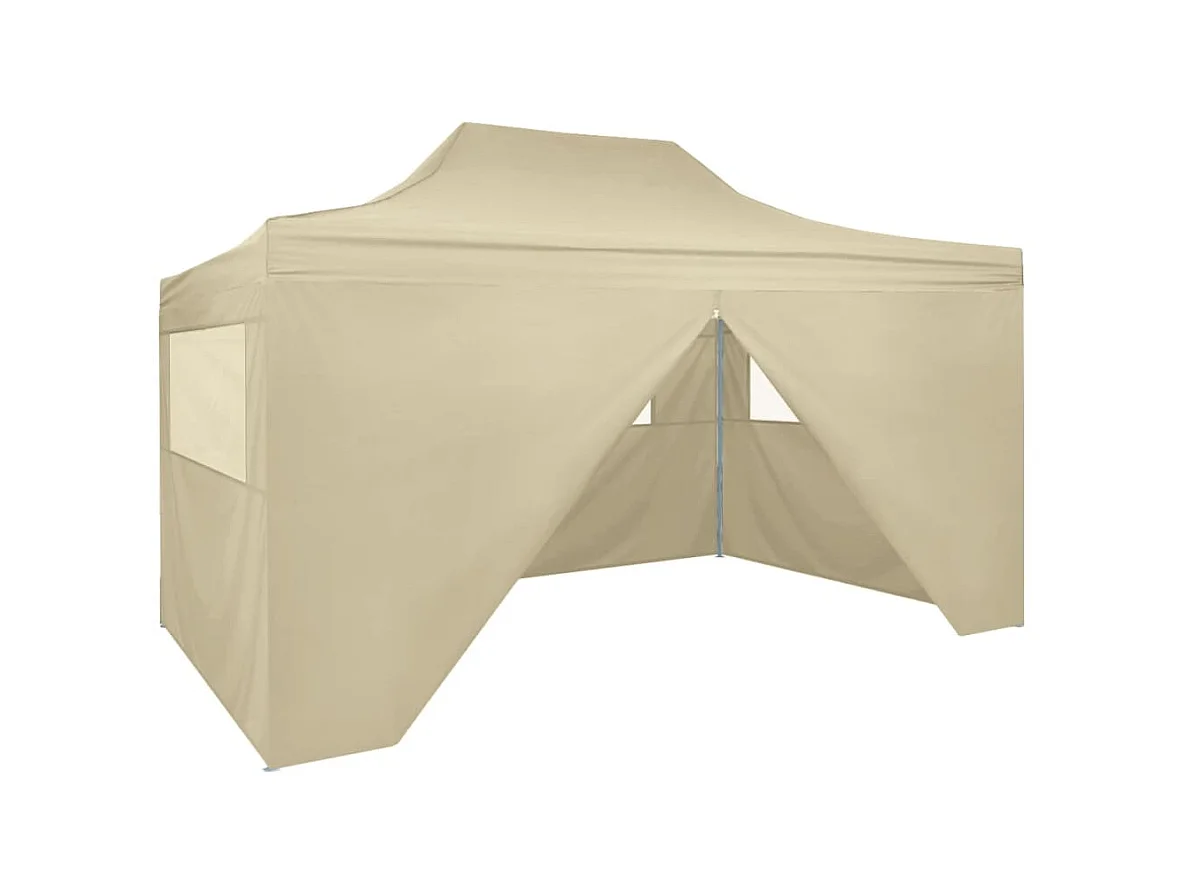Tente pliable avec 4 parois latéraux 3 x 4,5 m Blanc crème WVGQ2692