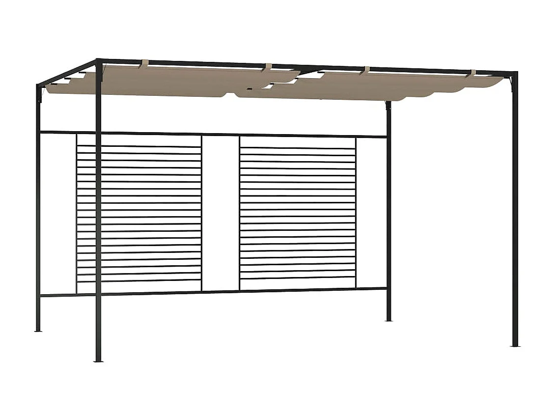 Gazebo - Tenda de recepção c/ telhado retrátil 3x4x2,3 m 180 g/m² cinza-acastanhado PT643165
