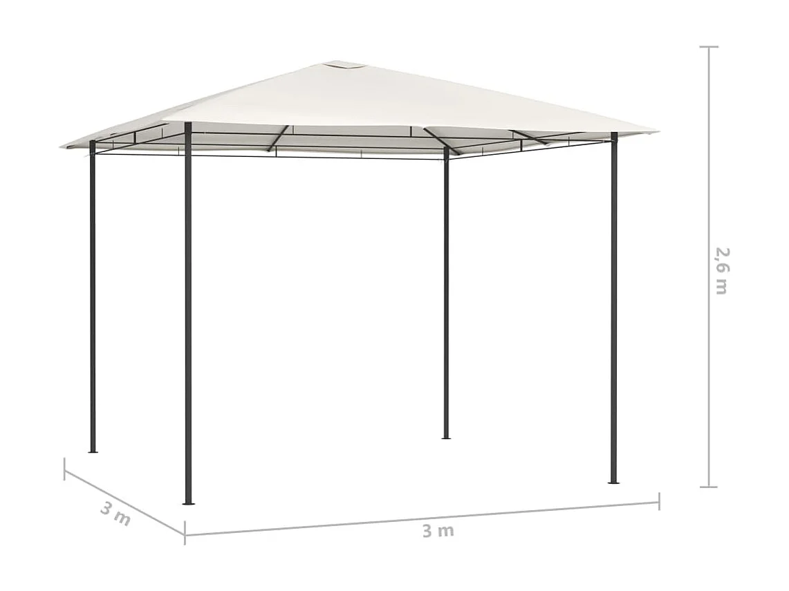 Gazebo - Tenda de recepção 3x3x2,6 m 160 g/m² cor creme PT209248